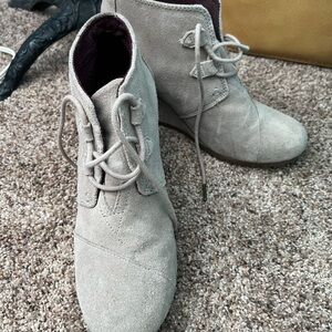 Toms Women's Lace-Up Ankle Booties - Light Gray
